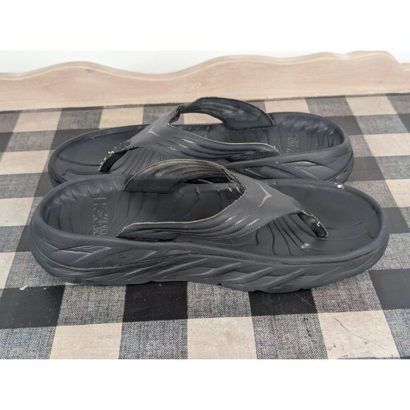 Hoka One One ORA Recovery Flip Flops Black Men's Size 10 - Picture 9 of 15
